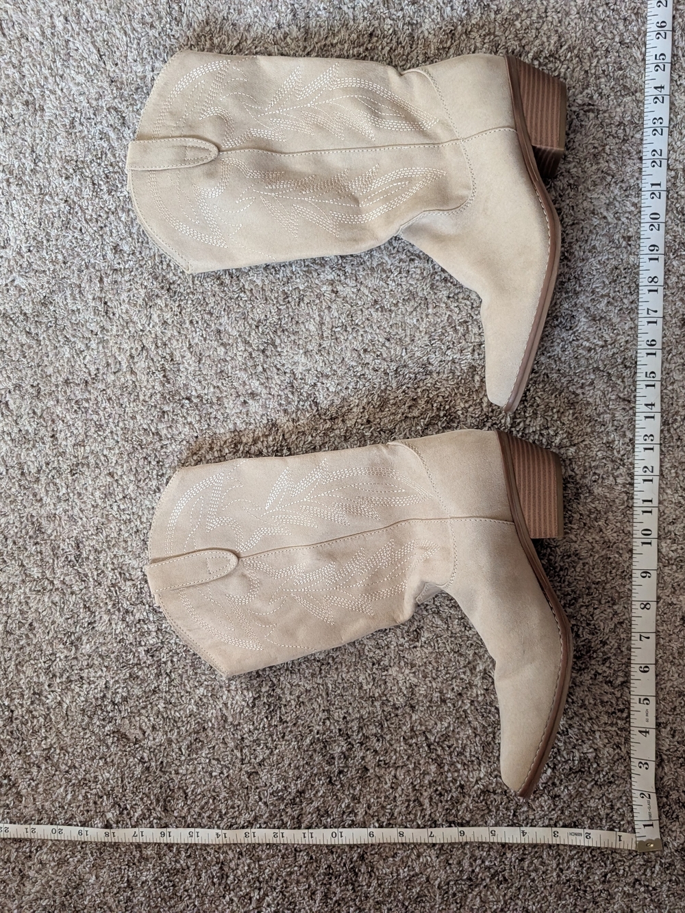 Kohl's Light Beige Suede Western Mid-Calf Boots